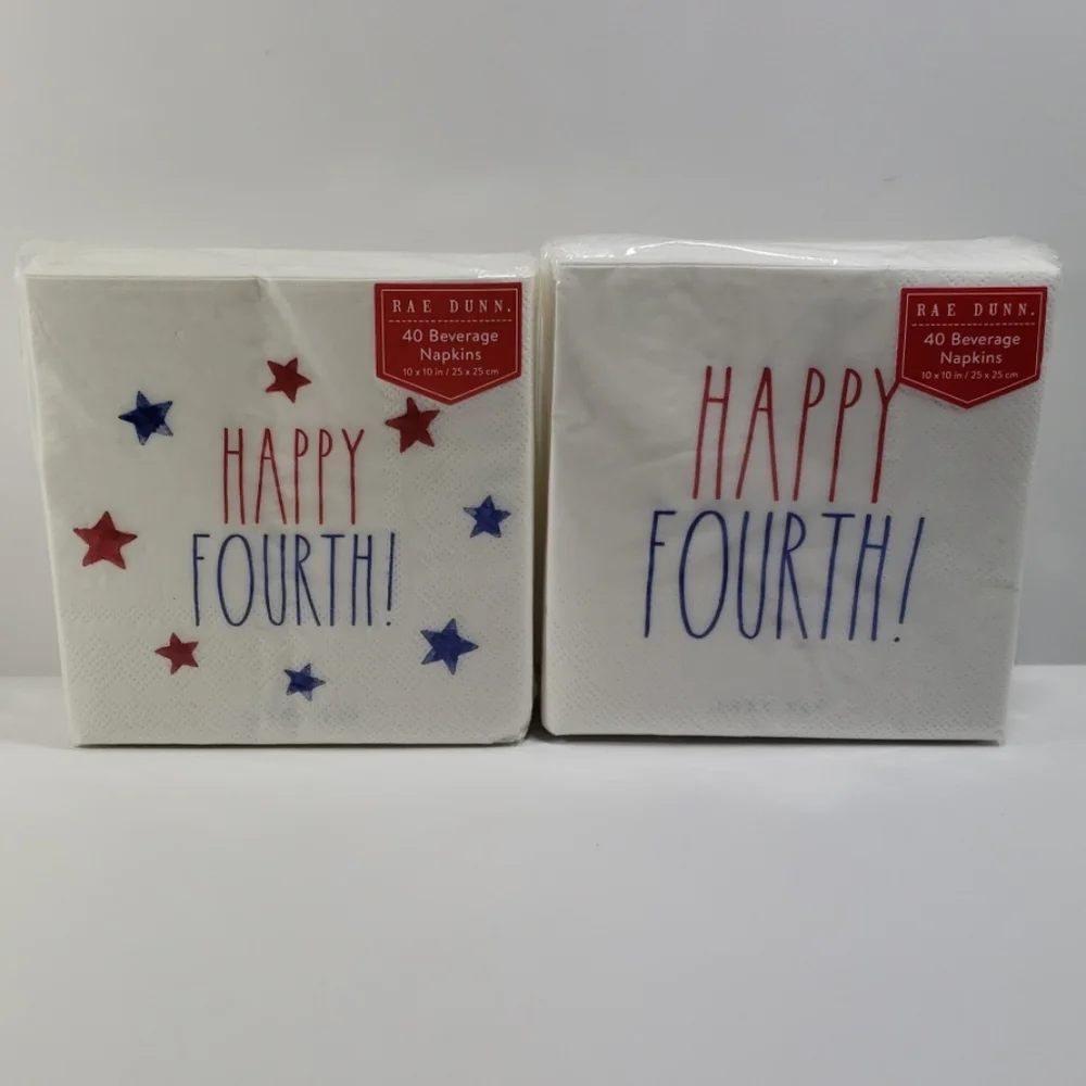 Rae Dunn Happy Fourth Beverage Napkins (2 sets)